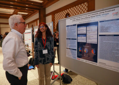 Student explains their suicidal ideation and gender minority research poster
