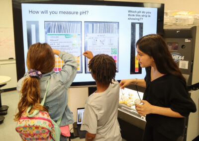 Students measure the pH levels of their algae samples