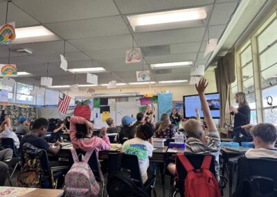 Members of Cristal Zuniga’s biology lab (PhD student Ila Peeler, Master student Nhi Nguyen, undergraduate student Michelle Alex) visited Tracy Beach’s fifth grade classroom to teach about microbial processes