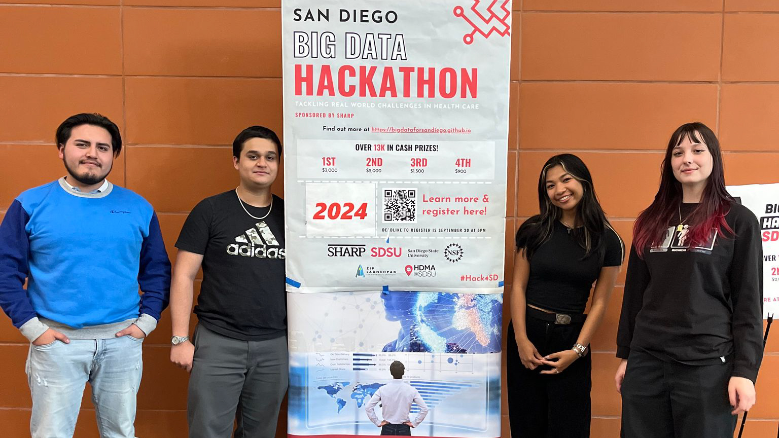 Third-year computer science major Jia Gapuz with her Big Data Hackathon team